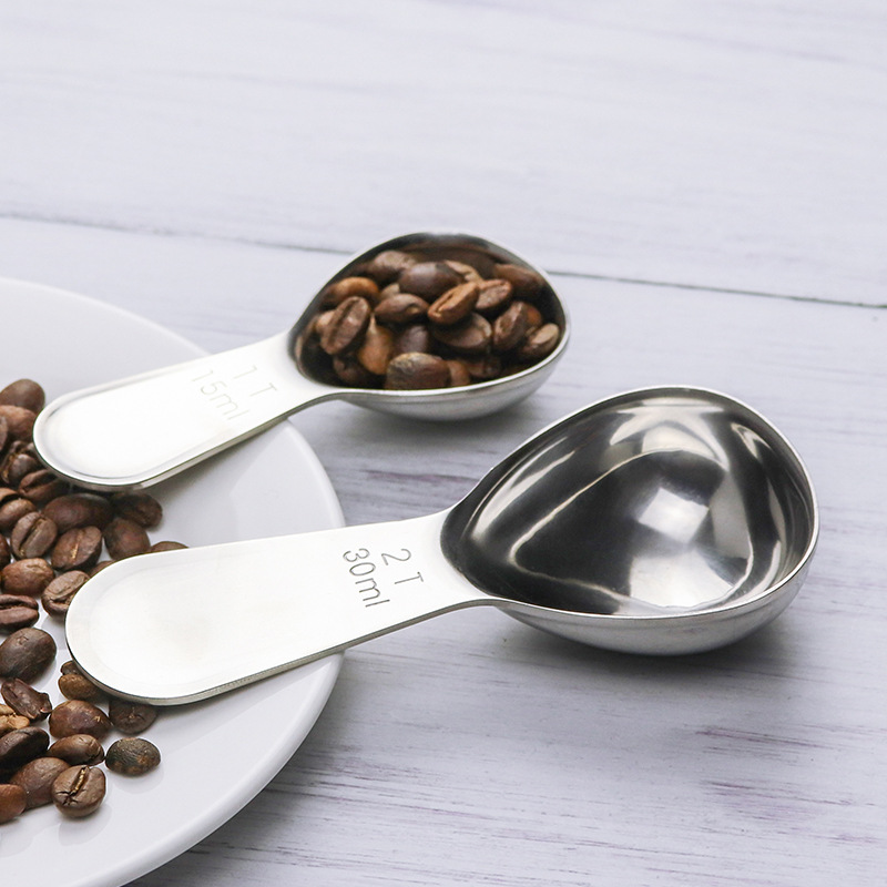 Kaffemått i rostfritt stål med skala två delar_voghion.com