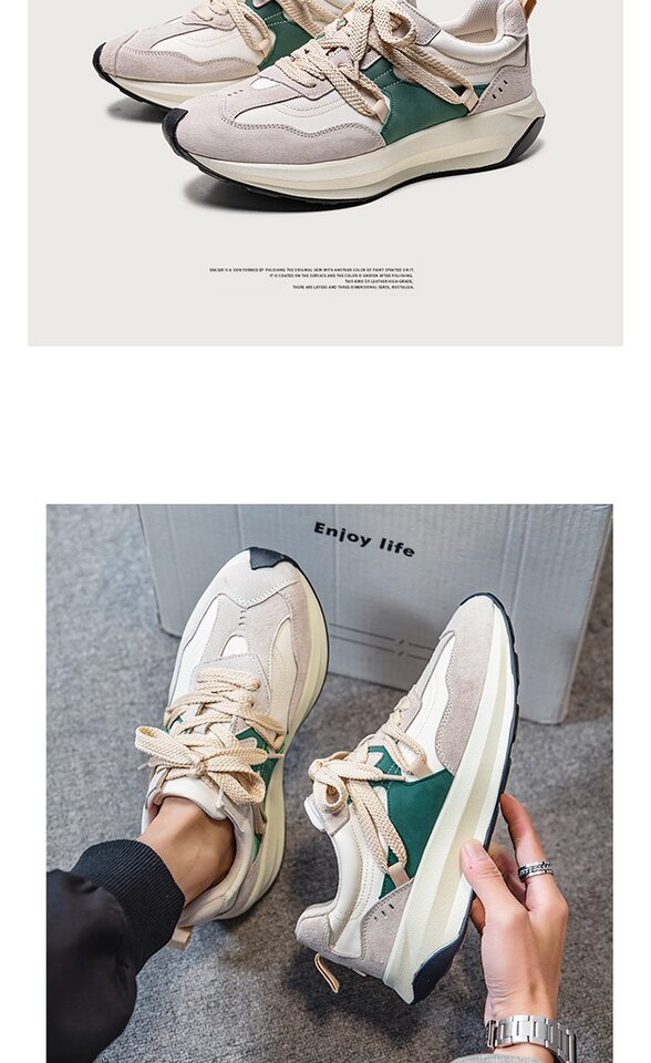 Giày sneaker nam phối màu , nhẹ thoáng khí, đế bệt — màu xanh, màu xám chi tiết 2