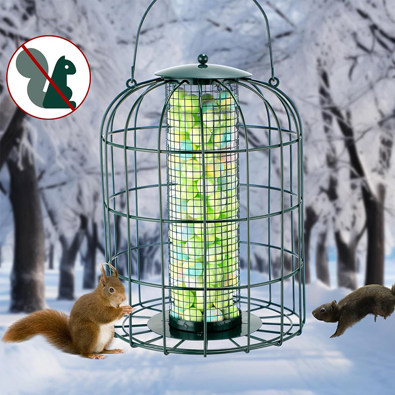 Cross-border bird pet feeding bird cage European style bird feeder hanging outdoor iron grid outdoor bird feeder 3