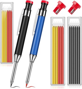 New Metal Deep Hole Carpentry Pencil Deep Hole Marker Pen Drawing Brush Mark Graphite Mine Refill Mini Set
