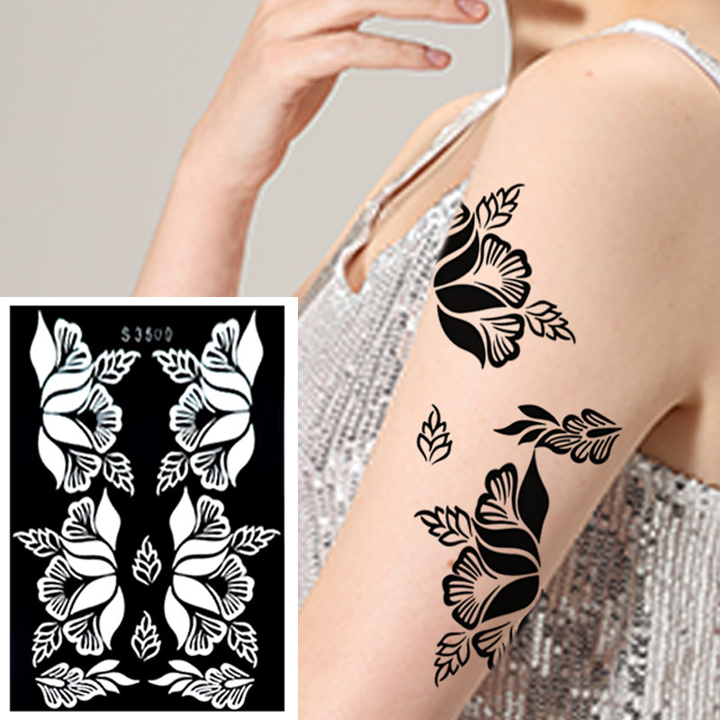 New Henna Tattoo Template Pattern Large Design Hand Embroidery Hollow Tattoo Sticker Juice Henna Lace Template Sticker