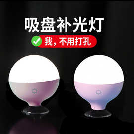 好莱坞风格化妆镜灯泡补光吸盘便携镜前灯泡三色温 LED补光灯圆形
