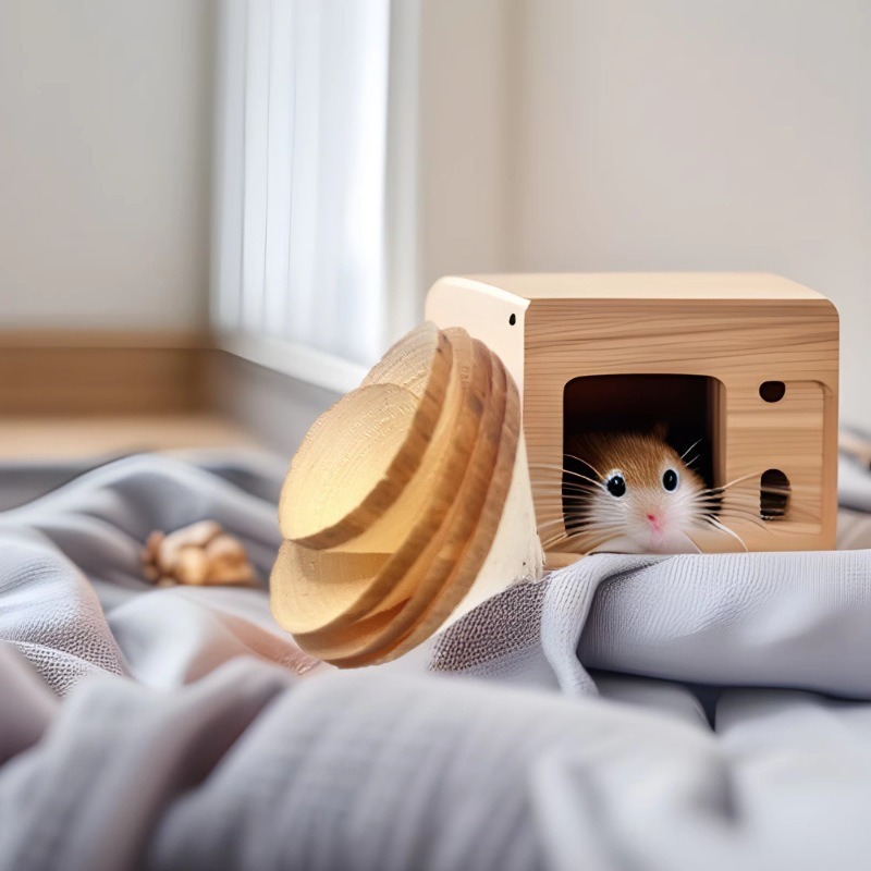 Juguetes para mascotas pequeños, rollos de madera natural hechos a mano, hámsters, juguetes molares, juguetes de entrenamiento de loro, productos de paisajismo para mascotas pequeñas