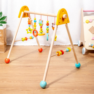 Cross-Border Wooden Newborn Fitness Equipment Ornaments Ring Exercise Rack Training Hand Grip Toddler Baby Fitness Rack Toy