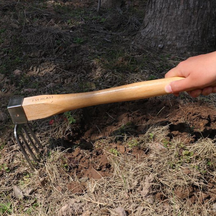厂家直销不锈钢锄头单头忙种菜 多功能家用耙子园艺种植耙木柄耙