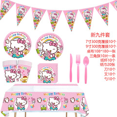 キャディキャットkt猫子供诞生日テーマパーティー装饰食器ペーパートレイティッシュハローキティテーブルクロス