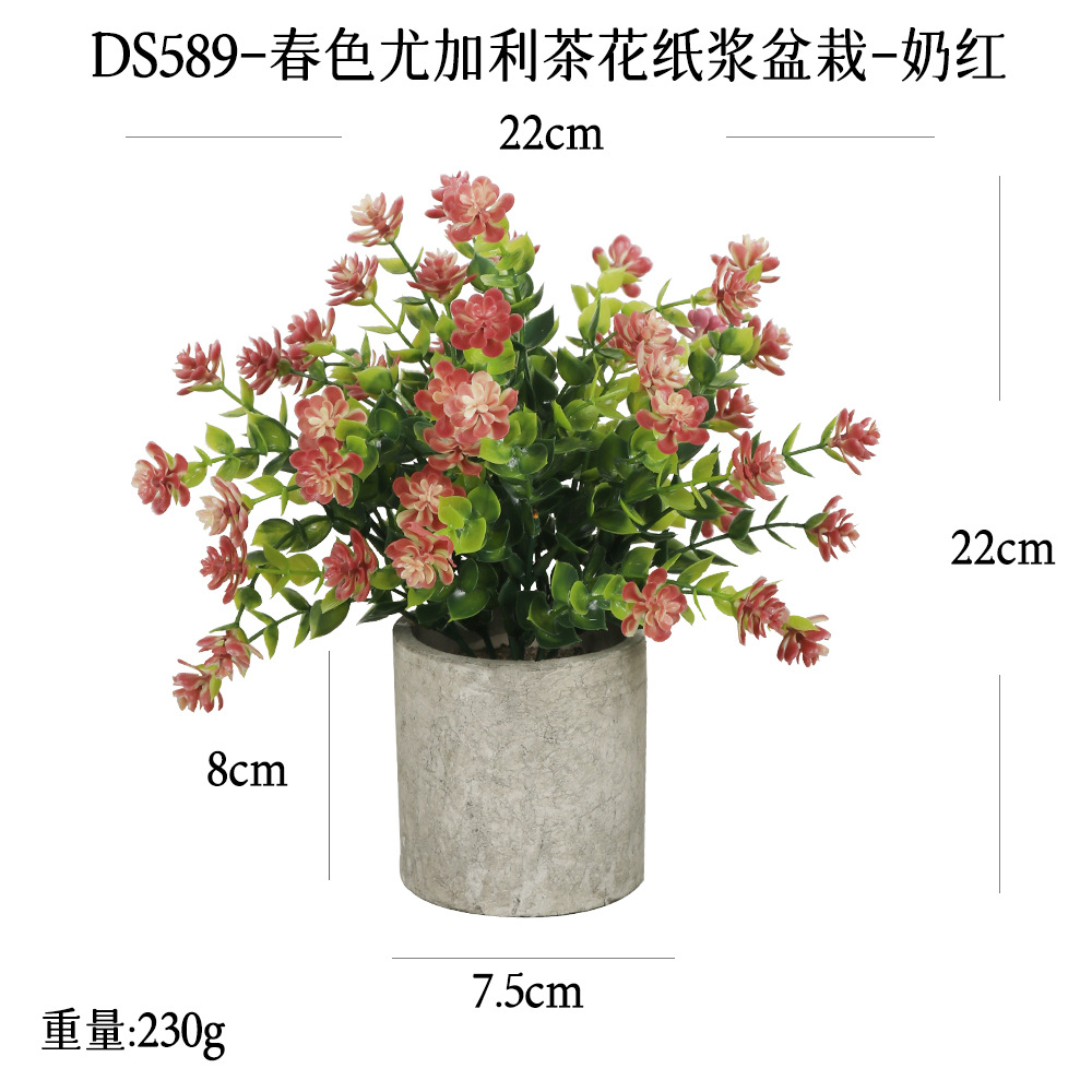 Más de 240 combinaciones populares de macetas con plantas verdes artificiales, decoraciones para el hogar, flores artificiales, bonsáis cilíndricos de pulpa de papel.
