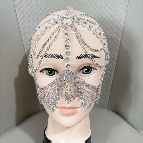 Cross-border European and American ethnic style masks, exotic headwear, retro rhinestone tassels, diamond pendants, headchain accessories