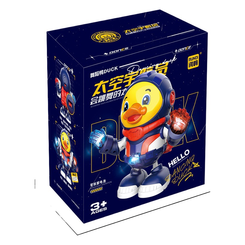Douyin mismo baile eléctrico espacio pato música luz swing bailando pequeño pato lindo astronauta muñeca eléctrica