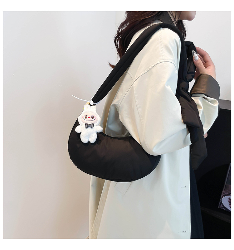 165g Weight Polyester Cotton Lining Material Sewing Thread Fashion Element Zipper Closure Type Single Shoulder Strap Strap Type Crossbody Bag Bags Type Daily, Street Occasion Nylon Material Solid Color Pattern All Seasons Season Women's Gender Basic, Classic Style Style Dumpling Shape Shape Medium Size Women's Medium Nylon Solid Color Basic Classic Style Sewing Thread Dumpling Shape Zipper Crossbody Bag 4