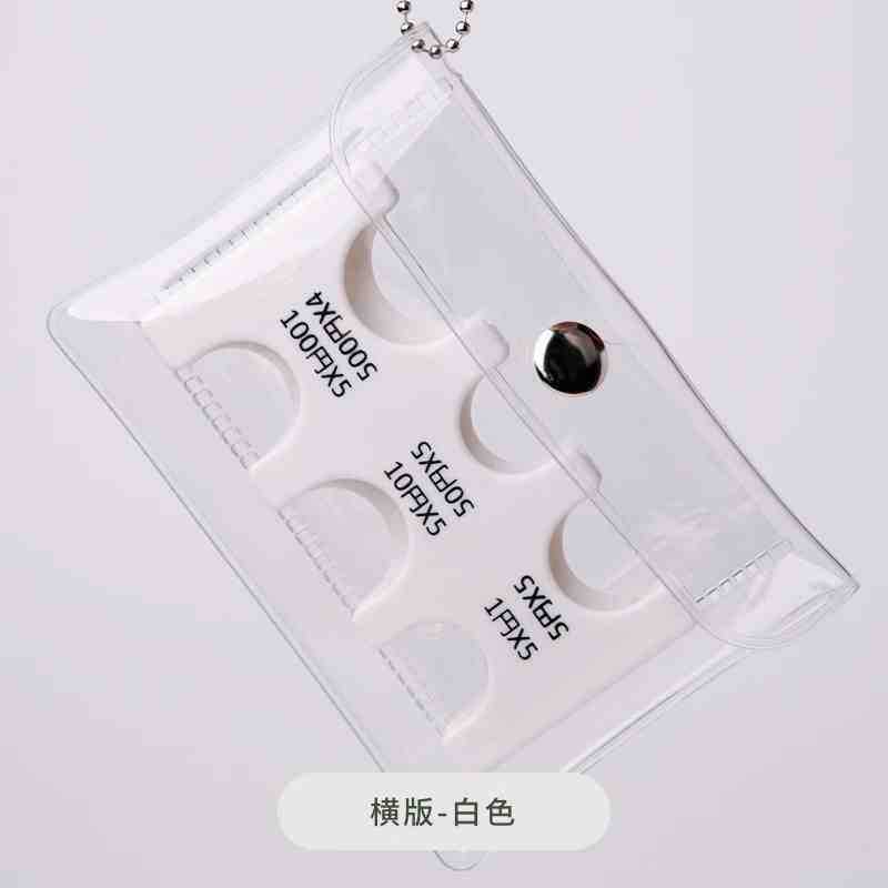 日本の硬貨は小銭を挟みます。PVC透明収納バッグは携帯します。