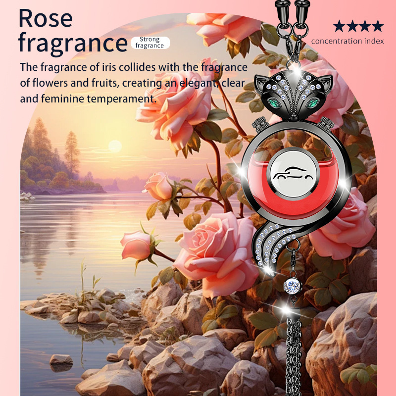 Car Air — Qìchē Car hanging - fox-gunmetal-alloy-pendant-with-rose-fragrance-small-car-logo