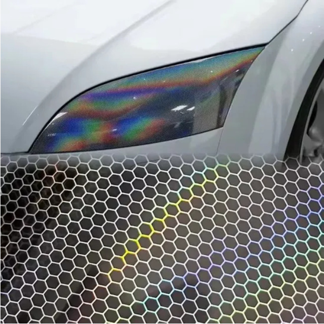 Pvc Car Headlight Protective Film Wholesale Yellow Laser Honeycomb Car Headlight Protective Film Color Change