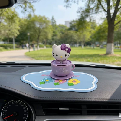 Car ornaments: Dashboard Ornament Creative Cartoon - purple-kt-cat-blue-anti-slip-mat