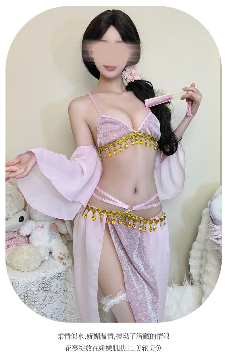 Alien Princess Hanfu-Style Lace Nightdress Set with Tube Top, Sleeves, Skirt and Panties — detail image 13