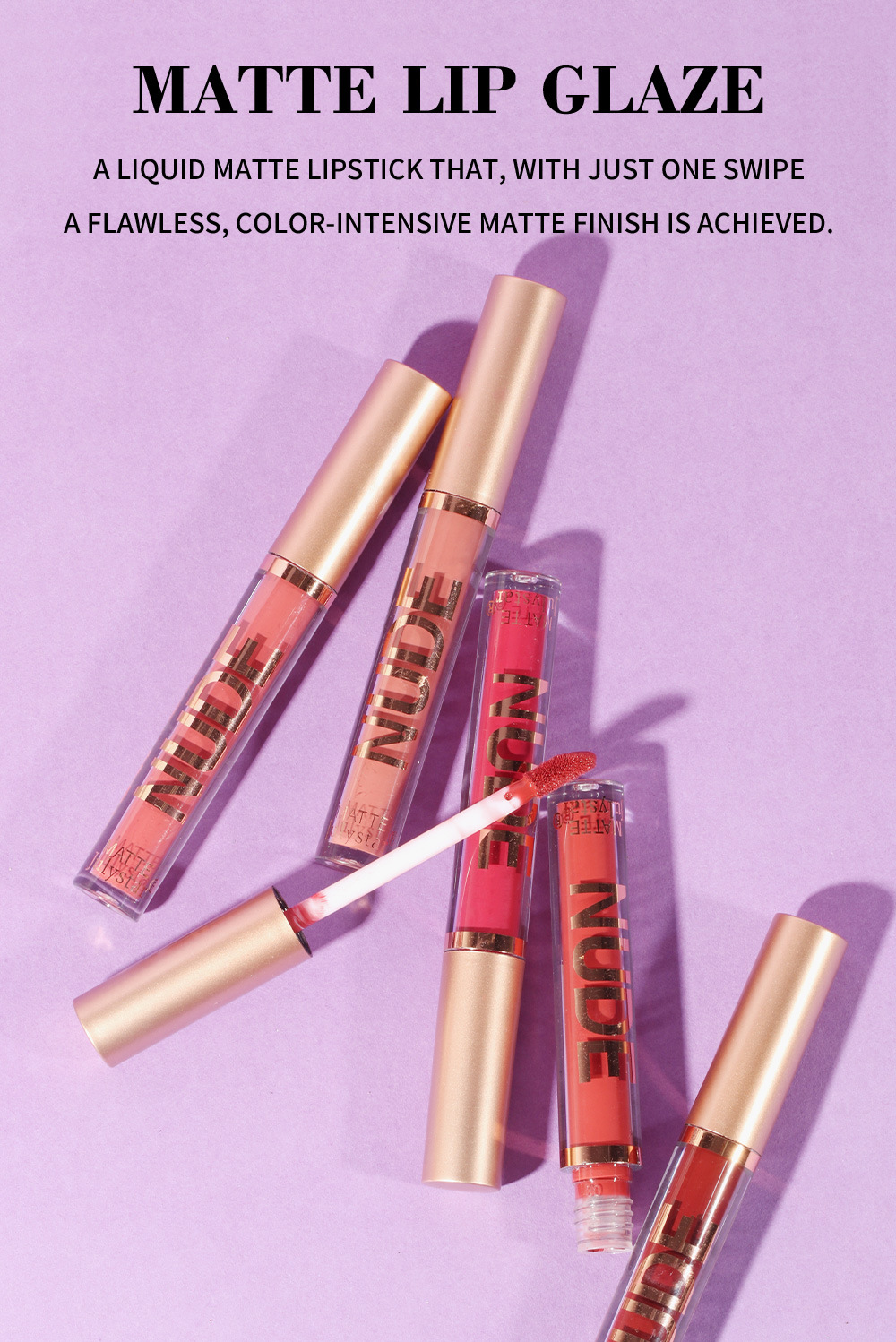 Luciu de buze mat catifelat Carina Makeup, care se estompează, tridimensional natural și de lungă durată, nu se lipește în cupă_voghion.com