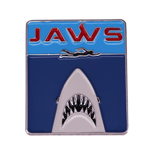 Steven Spielberg great white shark movie poster brooch thriller horror movie inspiration badge