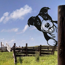 厂家直销黑色金属狗头树桩摆件现货供应黑色金属农场动物装饰