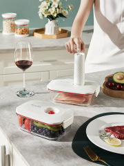 2F圓樂電動真空保鮮盒套裝 真空碗蓋微波加熱保鮮袋玻璃密封盒飯