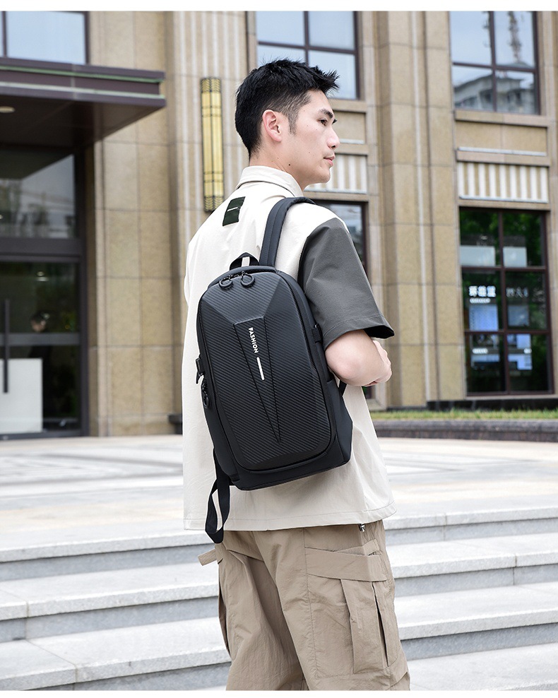 Cross-border hard-shell men's large-capacity backpacks, water-repellent cycling motorcycle backpacks, anti-collision business computer bags undefined