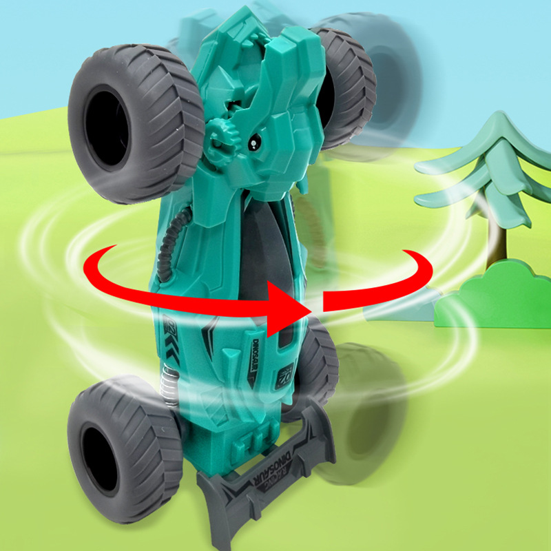 Dibujos animados para niños dinosaurio coche de inercia truco 360 modelo de juguete giratorio coche de dinosaurio juguete transfronterizo suministro al por mayor