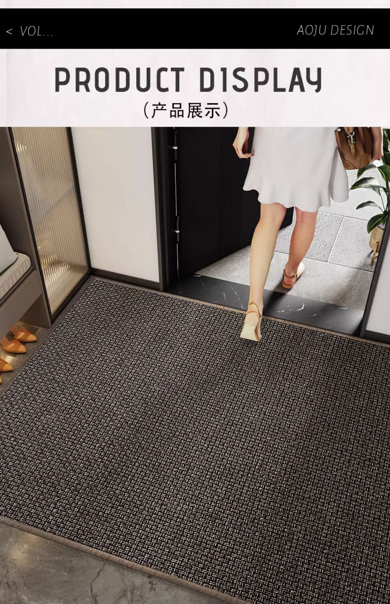 纯色简约高级感入户门地垫仿亚麻脚垫家用门口进门垫防滑耐脏地毯-阿里巴巴