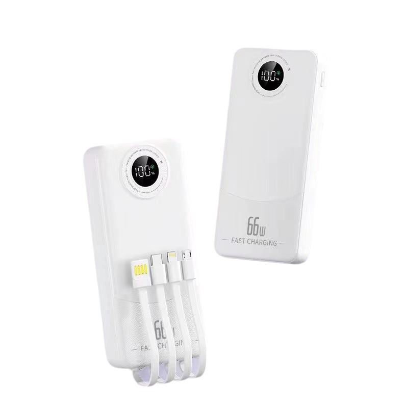 Viajes al aire libre portátiles de carga rápida fuente de alimentación portátil con cuatro cables de carga de alta capacidad 66W tesoro de pantalla digital inteligente en stock