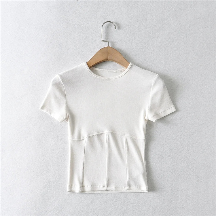 Three-dimensional stitching short-sleeved round neck T-shirt  NSLD25650