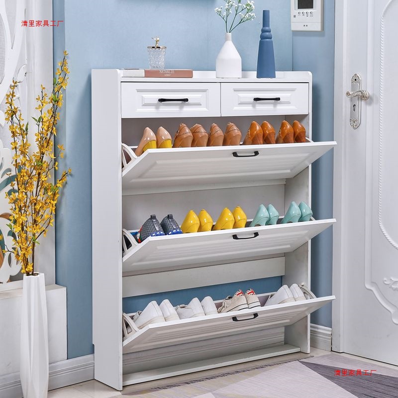 Nordic Floor-Standing Tipping Shoe Cabinet Doorway Household Simple Modern Large-Capacity Storage Entrance Cabinet Space-Saving White Shoe Rack