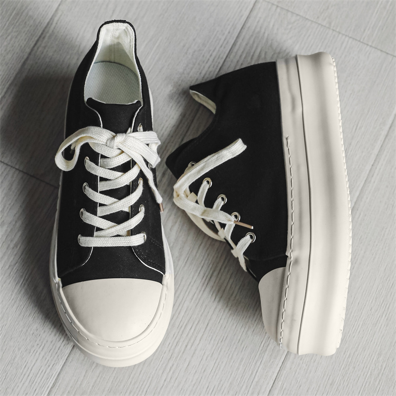 zapatos de lona americana de suela gruesa para hombres zapatos deportivos de la calle alta pareja de skate de cabeza grande para aumentar la altura muffin zapatos de derby para hombres X273