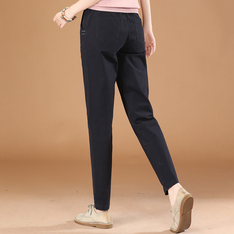 Elasticated waist slim casual pants for women 2024 autumn new style all high waist straight leg small foot Haren pants PT2260