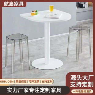 White ins Popular Cafe Milk Tea Shop Table and Chairs Casual Cake Shop Catering Dessert Shop Small Semicircle Square Table