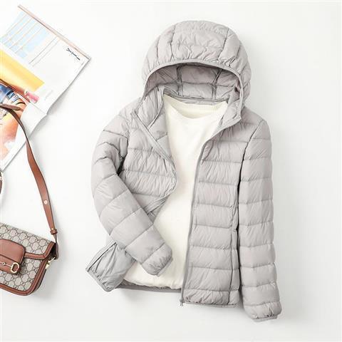 Gris claro (Abrigo acolchado de algodón ligero de alta calidad)
