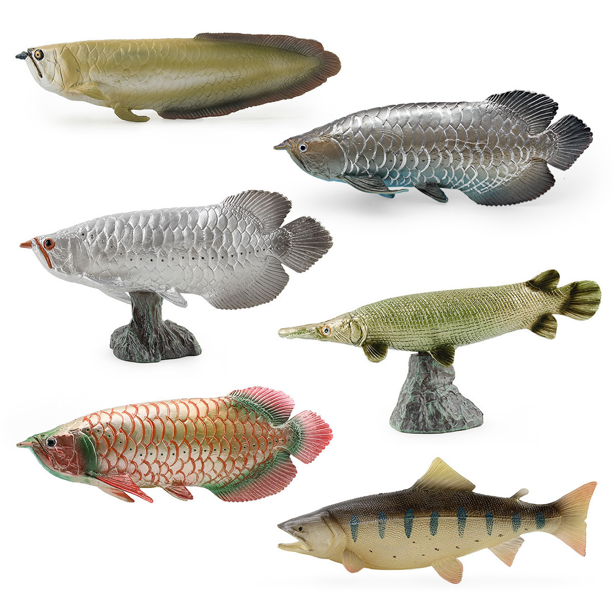 Simulación estática sólida transfronteriza modelo animal marino decoración de plástico Pez Dragón dorado Pez Dragón plateado juguete para niños hecho a mano