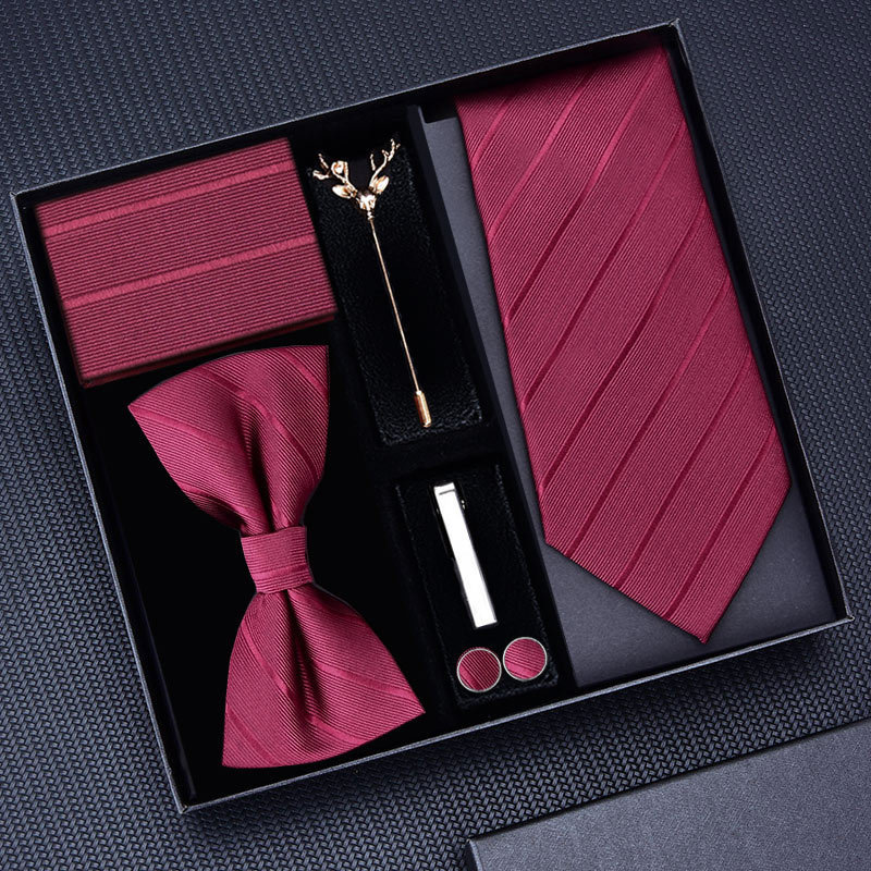 Men's 8CM business formal wear tie seven-piece suit British Blue professional red bridegroom wedding gift box Men's 8CM business formal wear tie seven-piece suit British Blue professional red bridegroom wedding gift box