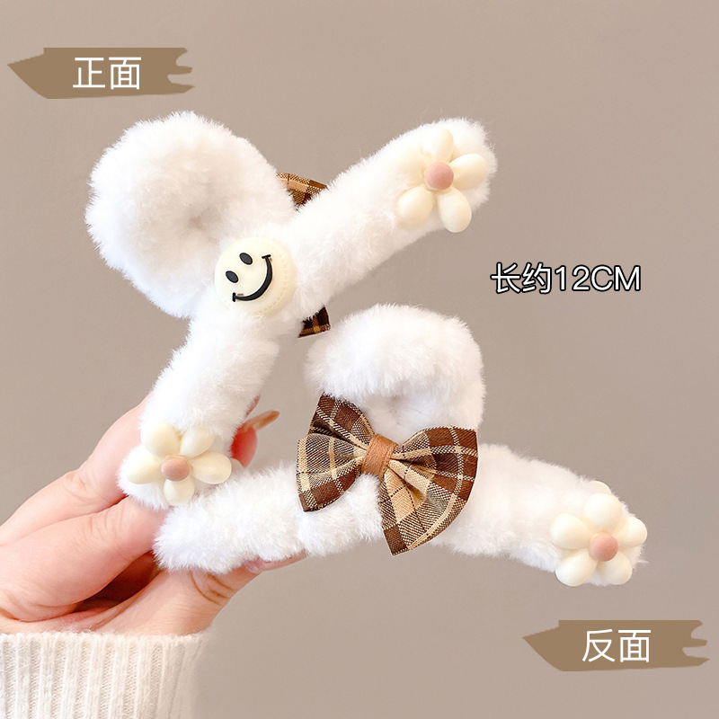 Estilo francés gran felpa clip de pelo de acrílico clip de tiburón Otoño e Invierno horquilla de alto grado versátil agarre del pelo updo tocado de pelo