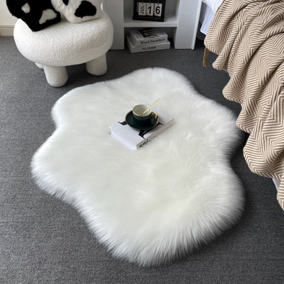 Carpet Door Mat Can Be Cut, Wabi-Sabi Style Carpet, Light Luxury Floor Mat, Silent Tatami Bay Window, Double-Sided Gray-White Carpet (Car Carpet) - white-small-clouds-9060cm