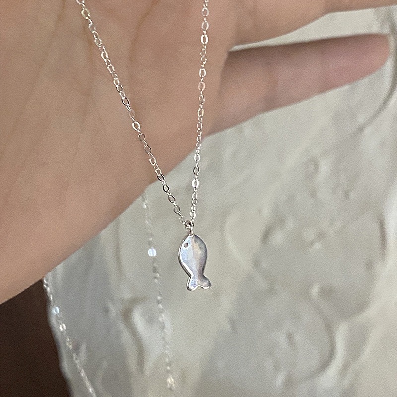 钛钢不掉色简约治愈小鱼项链女轻奢小众气质高级吊坠百搭锁骨链|undefined
