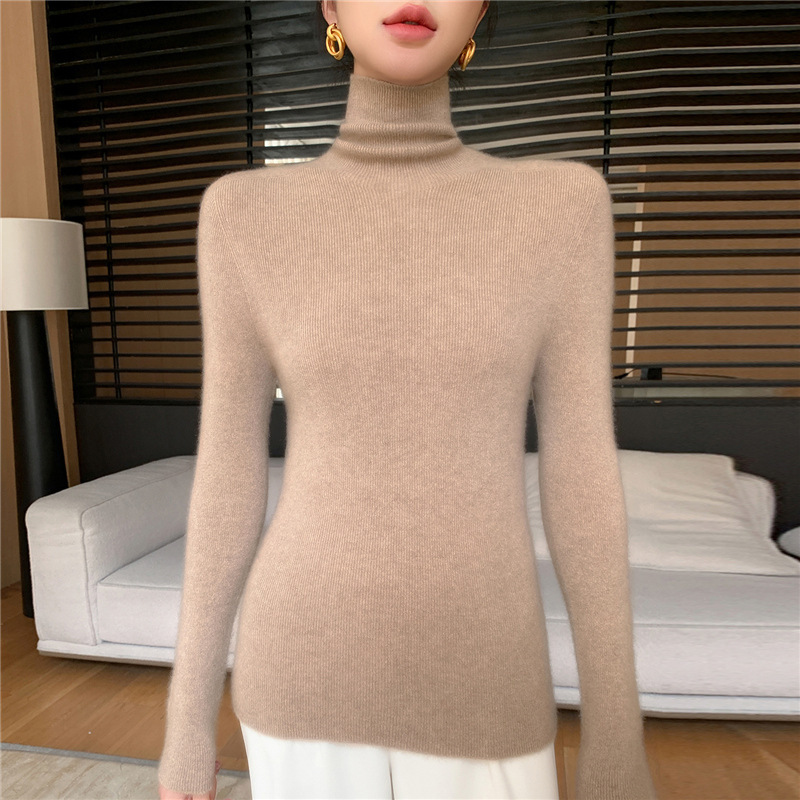 Cross-Border 2025 Autumn and Winter New First-Line Ready-To-Wear Stacked Collar Base Shirt Andy Velvet Knit Sweater Base Sweater for Women