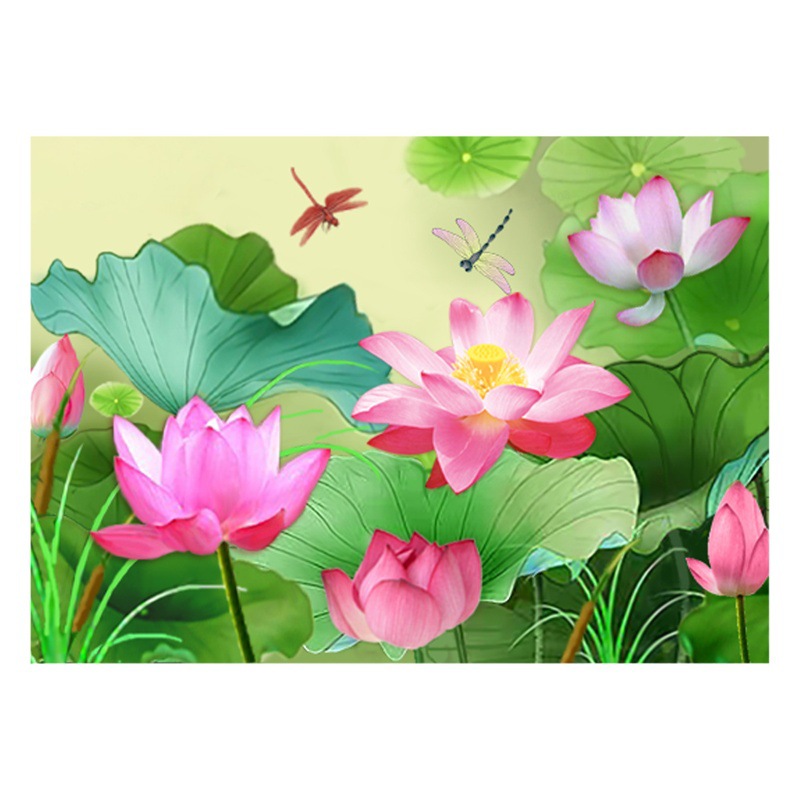 [Algodón importado] Mona Lisa Royal Cross Stitch Sun Lotus diferente rojo casual Lotus bordado a mano