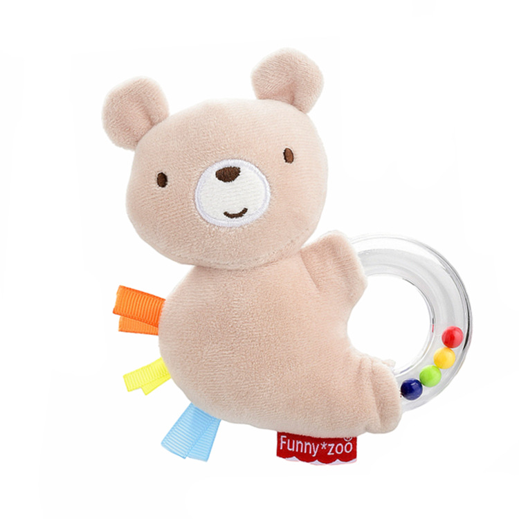 Funnyzoo Anillo de manivela animal Sonajero de mano recién nacido Anillo de mano 0-1 Muñeca calmante Juguete de bebé