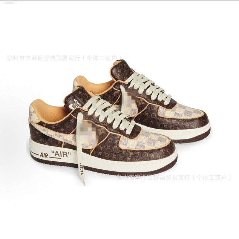 Pure original top-layer leather Air Force One AF1 co-branded OFF sneakers, men's casual skateboarding shoes, AIR sneakers, trendy sports shoes