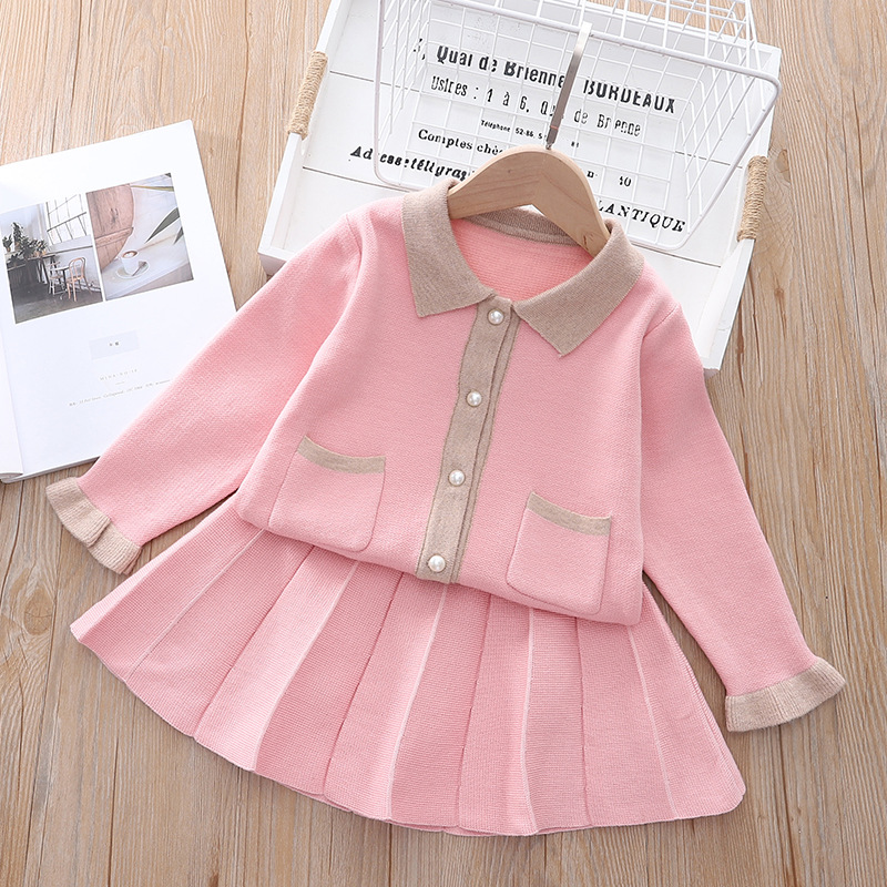 Herbst und Winter Kleiner Duftender Pullover, Strickjacke Hälfte von Zwei, 3-5 Jahre Altes Mädchen Temperament Pullover Set Rock_voghion.com