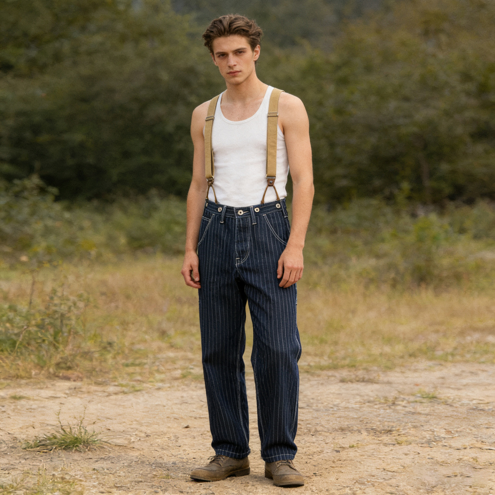 Gestreifte Jeans mit weitem Bein für Männer lose Eisenbahn overalls für Herren, Damen, Hängebange, Outdoor-Camping jagdhose, die neue Longs fischt – Detail 10