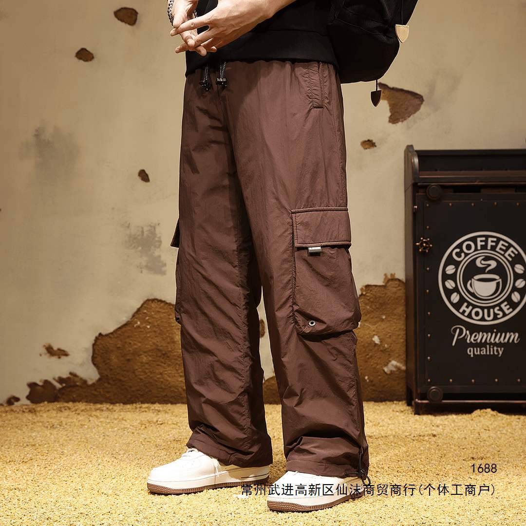 Mountain-style outdoor 90% white duck down thickened work pants men's winter outerwear loose straight leg cold-proof pants