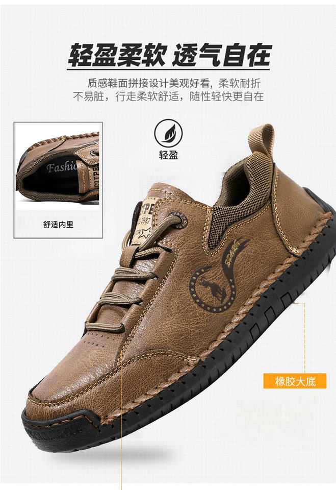 Giày lười nam da bò khâu thủ công, đế bằng, cổ thấp, form rộng — G2902 màu nâu, G2902 màu đen chi tiết 6
