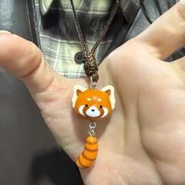 卡通小熊猫吊坠项链2025年新款冬季卫衣链搭配简约时尚高颜值配饰