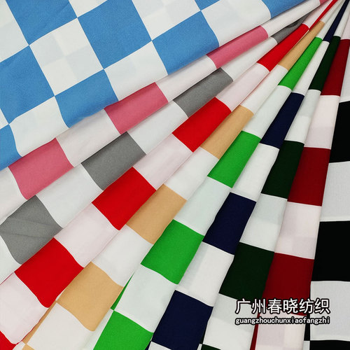 Chiffon 100D four-way stretch checkered 6.5cm summer unisex shirt wide-leg pants dress printed fabric