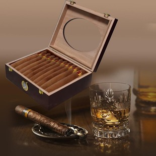 Cross-border Wooden Cigar Box Flip Cigar Large Collection Box Cigar Moisturizer Box Packaging Box Storage Box Gift Box