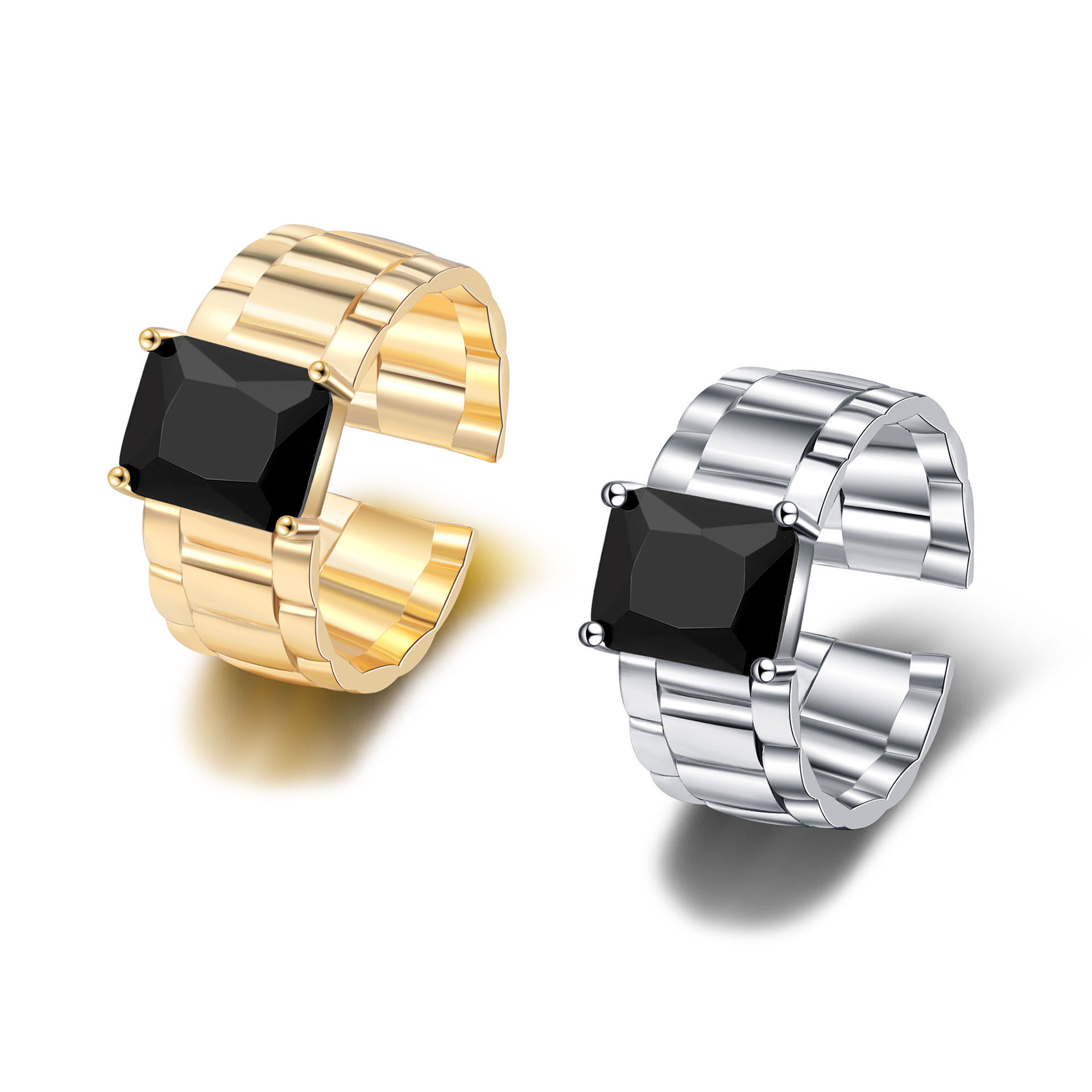 retro fashionable rectangular black trend design universal ring with…